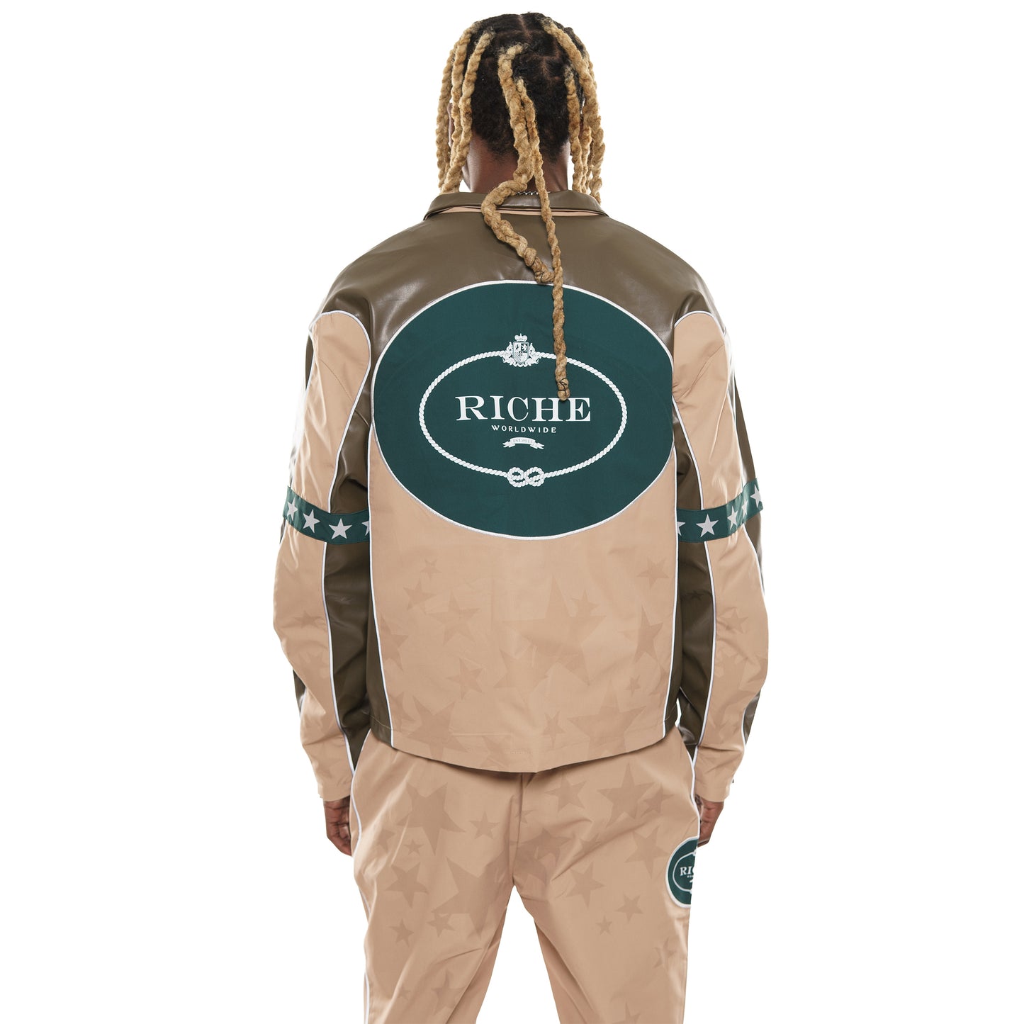 Star studded nylon jacket set