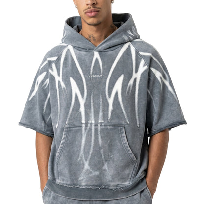 Short sleeve printed hoodie by Unknown - 7 | Vie+Riche