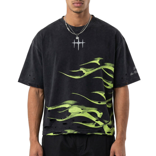 Metalic flames tee by Unknown - 1 | Vie+Riche