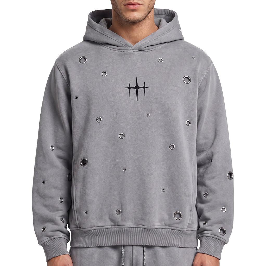 Unknown Garment-dyed, heavyweight cotton fleece cropped pullover hoodie