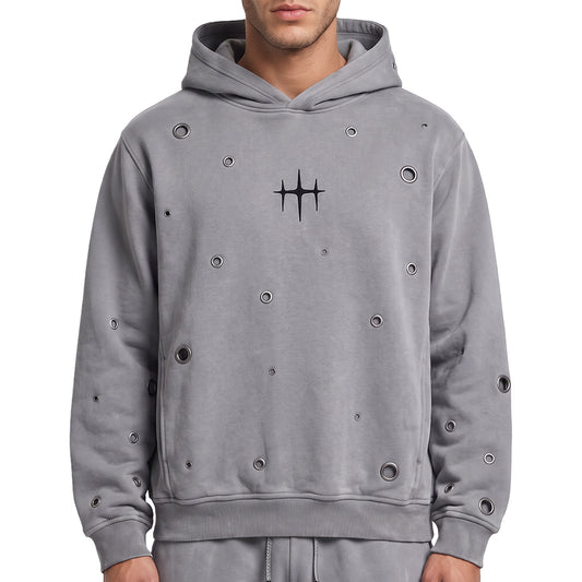 Unknown Garment-dyed, heavyweight cotton fleece cropped pullover hoodie