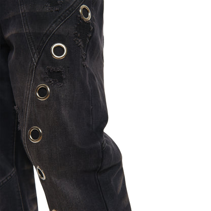 Studded premium denim western fit pant