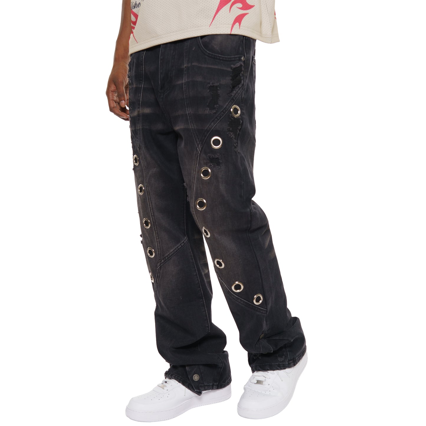 Studded premium denim western fit pant