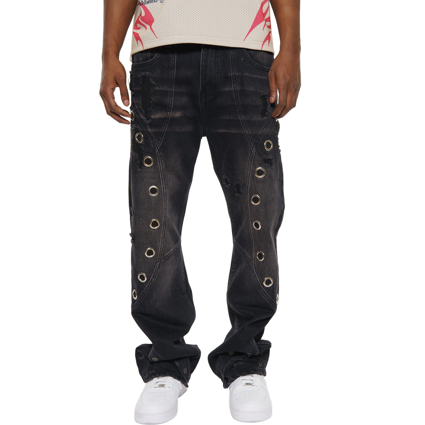 Studded premium denim western fit pant