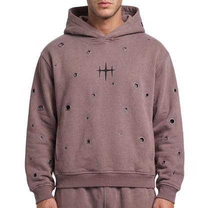 Unknown Garment-dyed, heavyweight cotton fleece cropped pullover hoodie