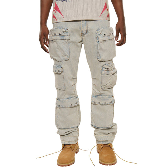 Multi cargo baggy fit denim pant