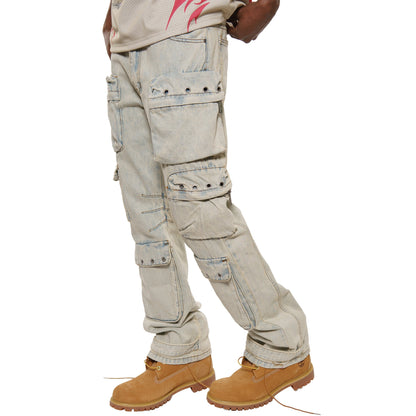 Multi cargo baggy fit denim pant