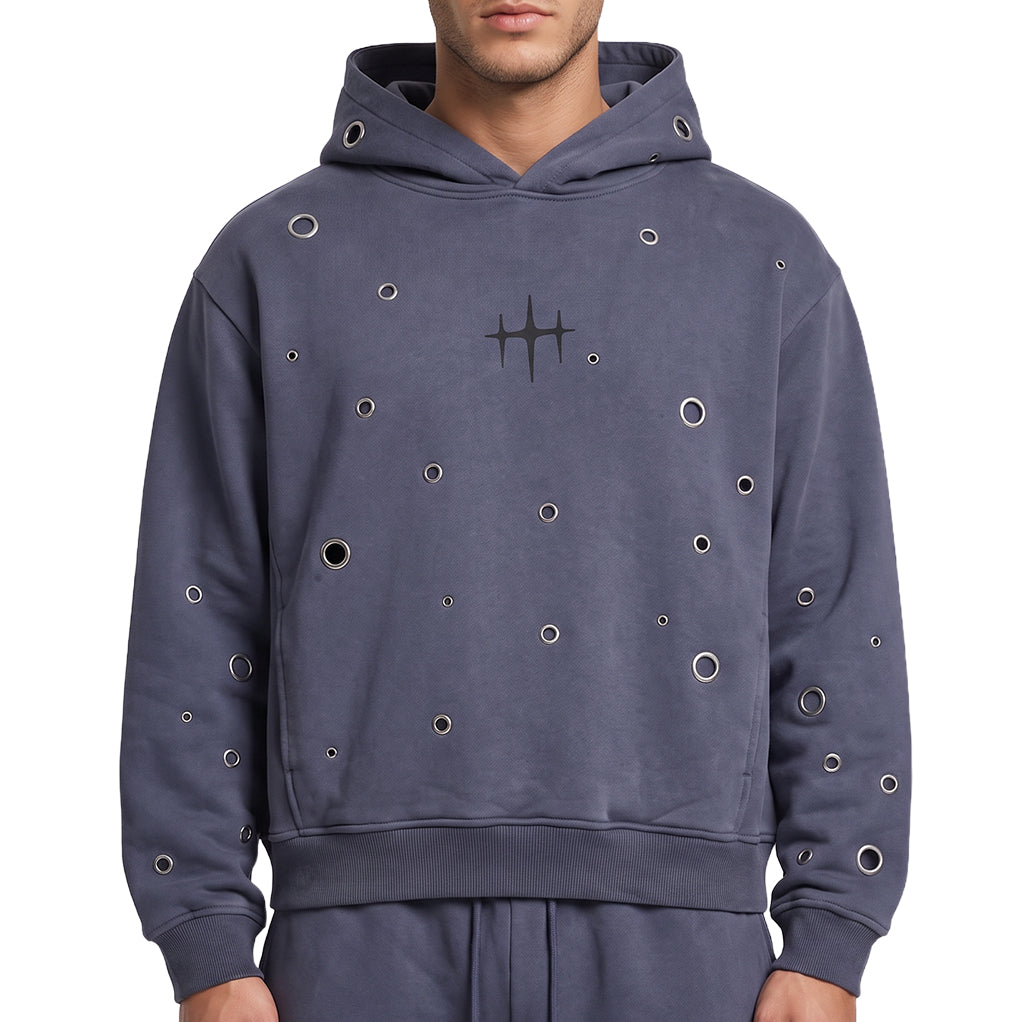 Unknown Garment-dyed, heavyweight cotton fleece cropped pullover hoodie