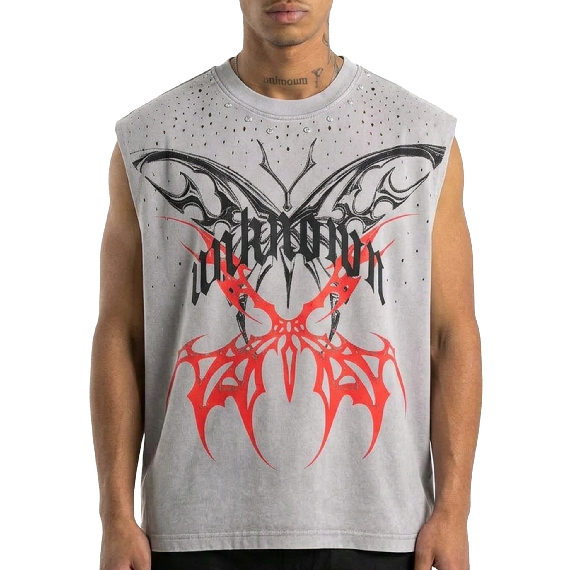 Printed wings sleeveless tee by Unknown - 6 | Vie+Riche