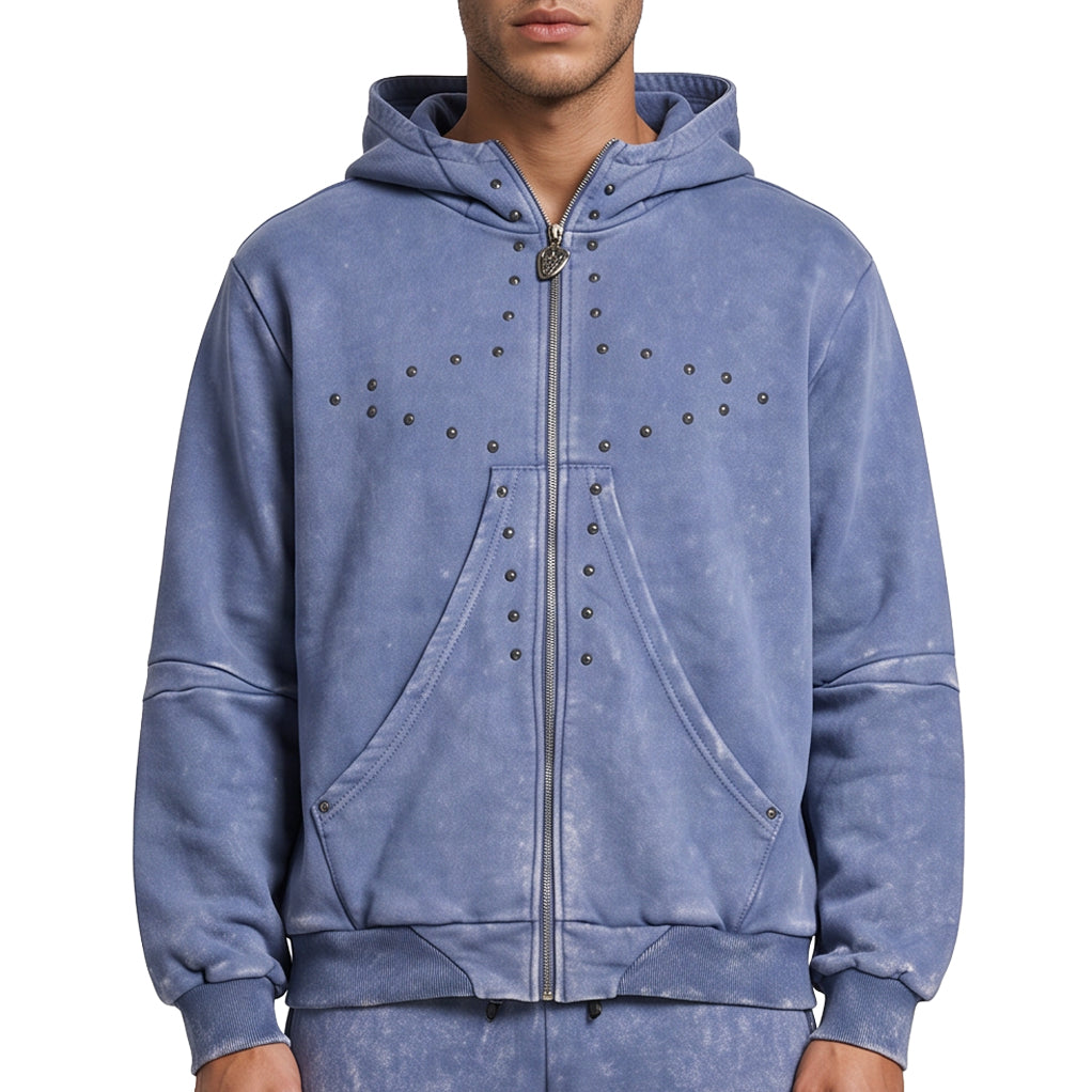 Unknown Winged Rivet Zip Hoodie