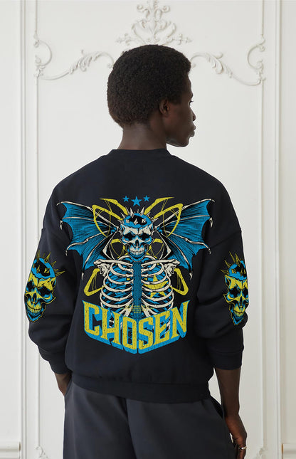Chosen spiked skull oversized sweatshirt Black by Chosen - 2