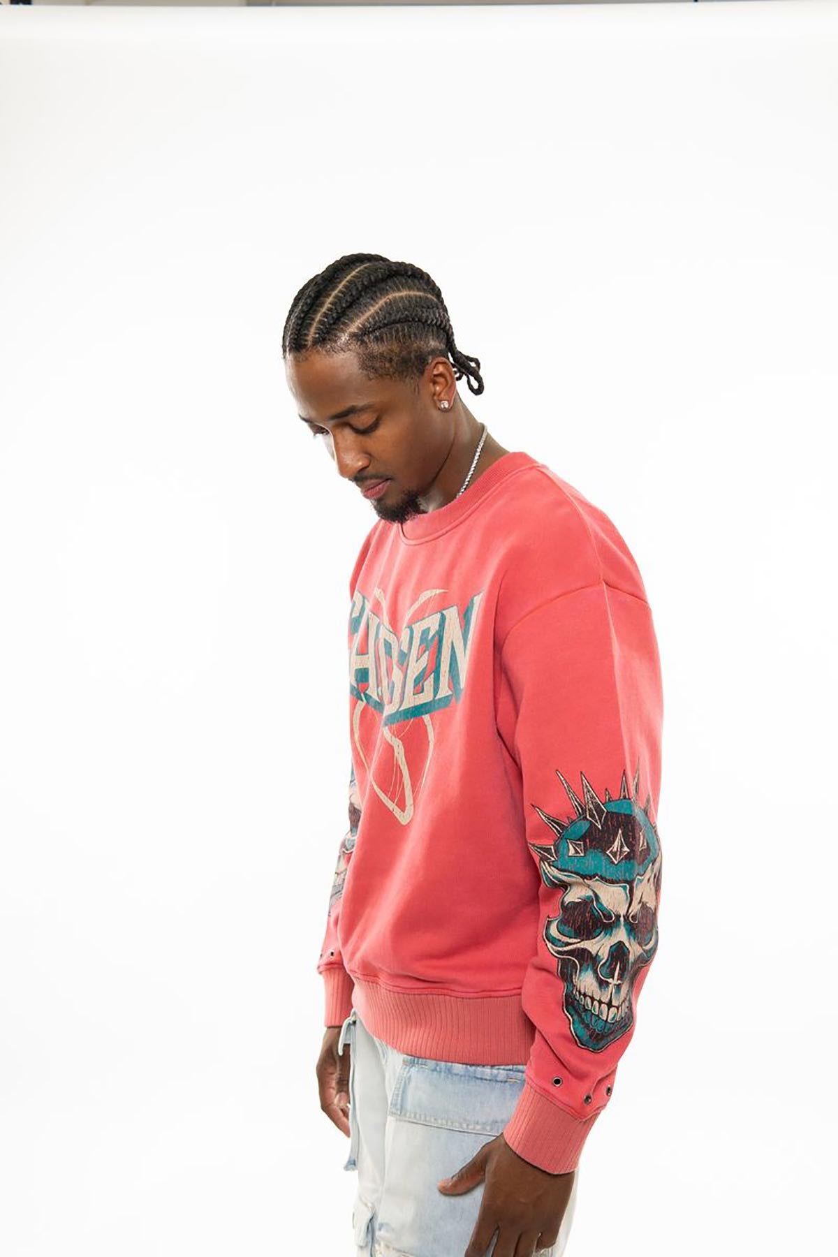 Chosen spiked skull oversized sweatshirt Rouge by Chosen - 5