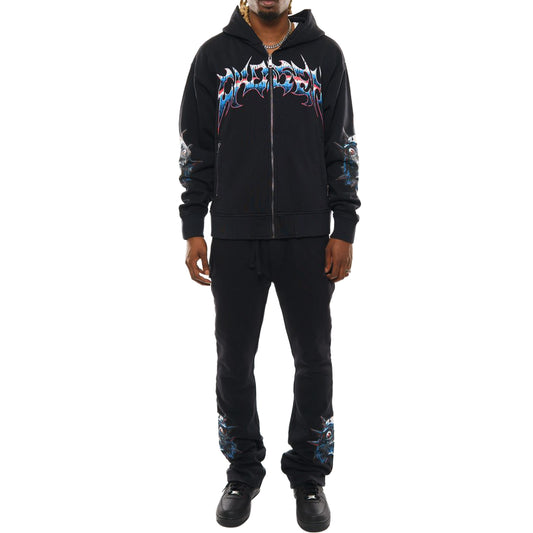 Crazy eyes oversized full zip hoodie set