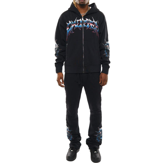 Crazy eyes oversized full zip hoodie set