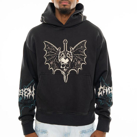 Sword in skull oversized pull-over hoodie Black by Chosen - 1