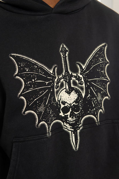 Sword in skull oversized pull-over hoodie Black by Chosen - 2