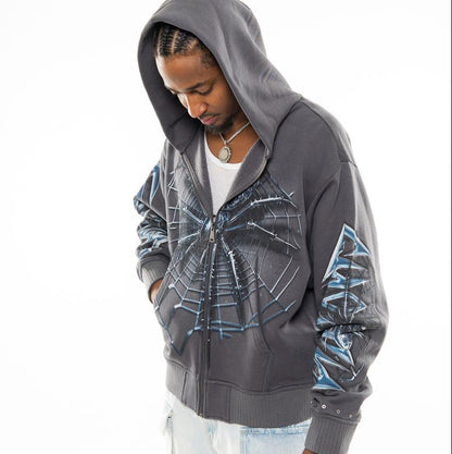 Spider oversized full zip hoodie