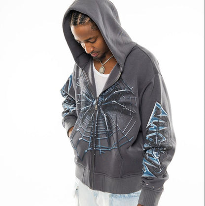 Spider oversized full zip hoodie