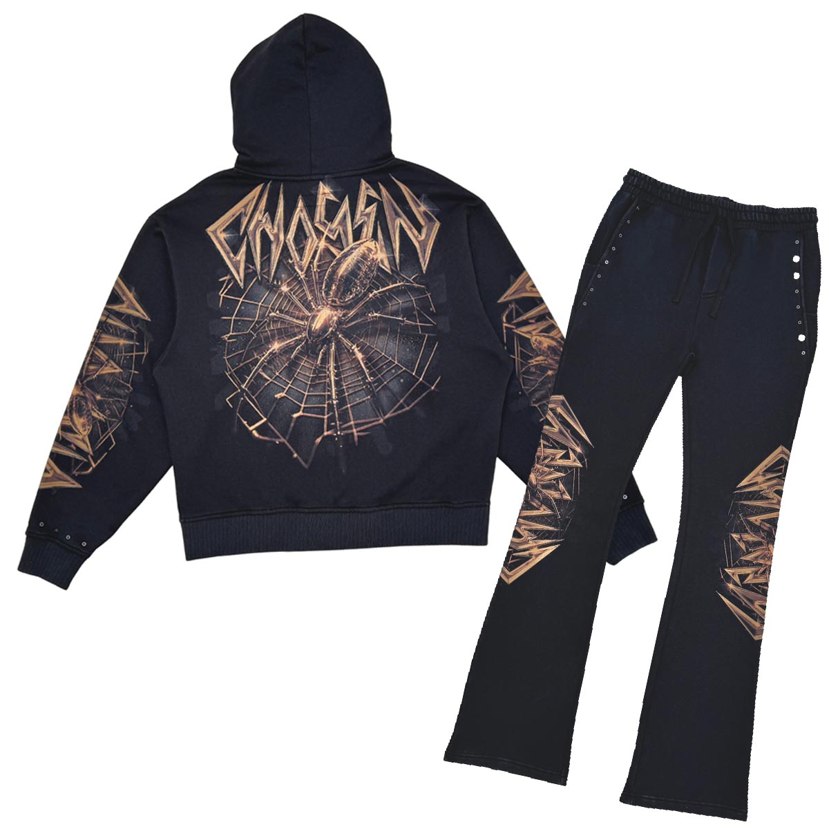 Spider oversized full zip hoodie set Black by Chosen - 1