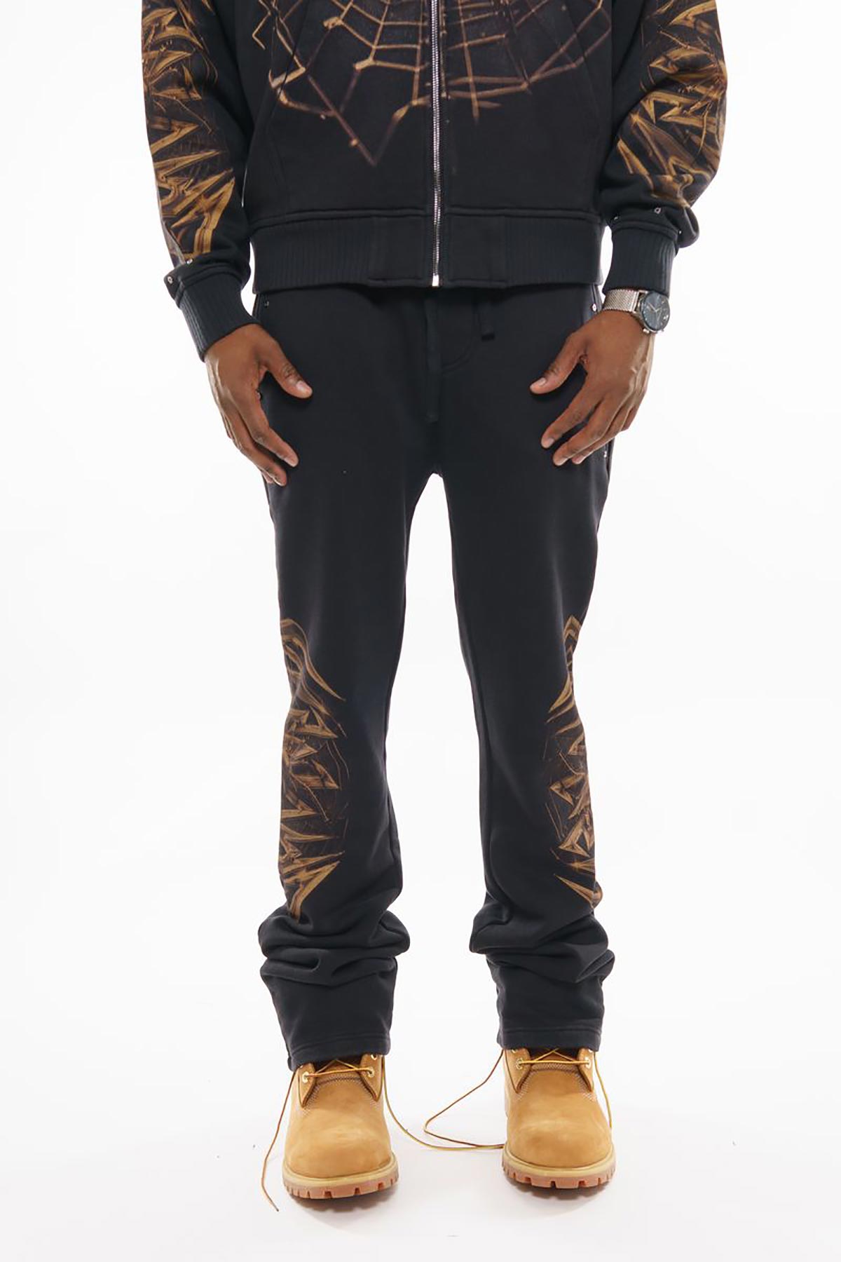 Spider oversized full zip hoodie set Black by Chosen - 5