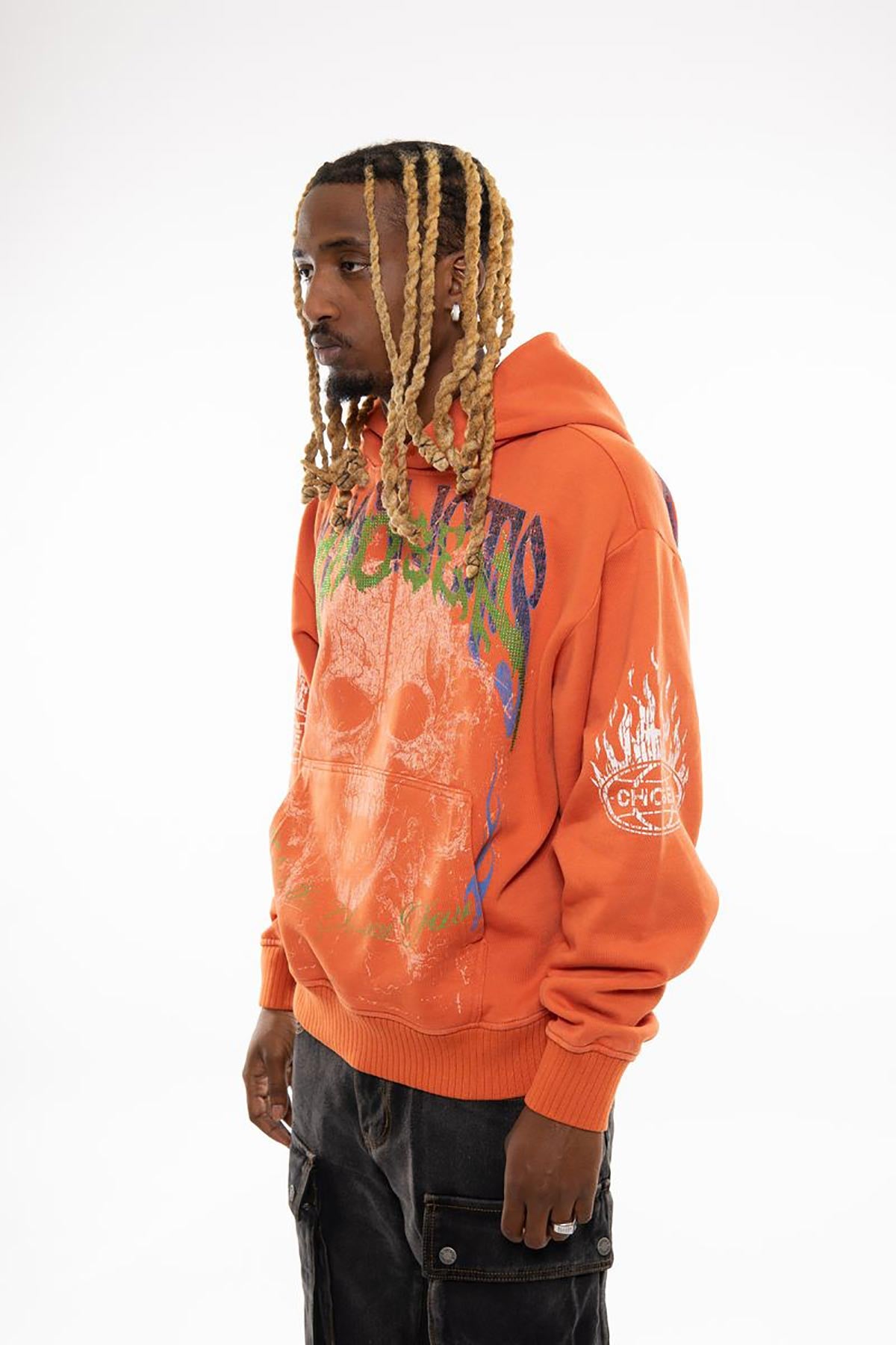 Conflicts oversized pull-over hoodie Burnt Orange by Chosen - 3