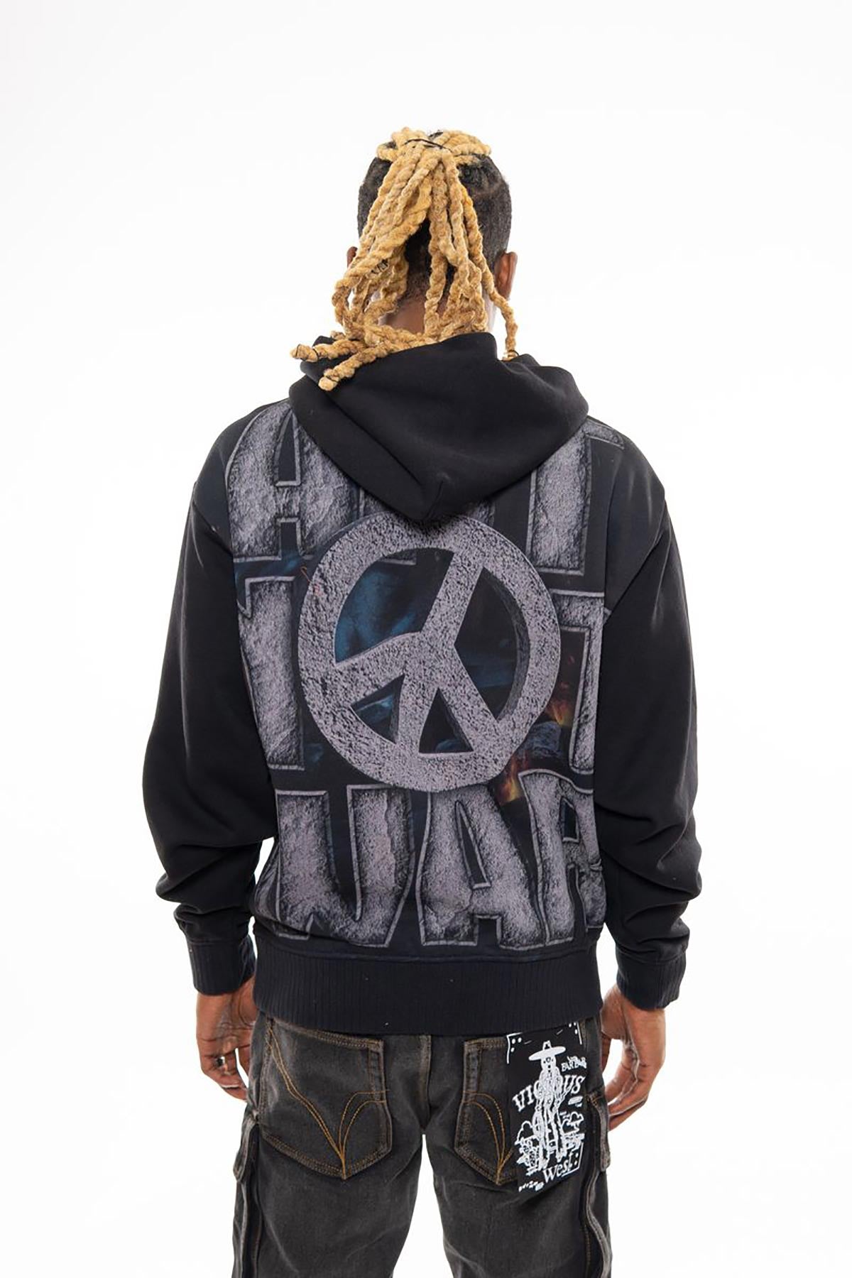 Peace oversized pull-over hoodie Black by Chosen - 3