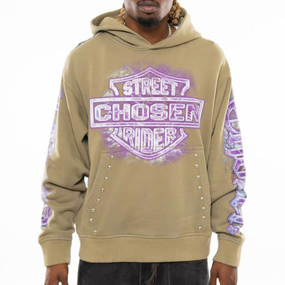 Street rider oversized pull-over hoodie Dried Herb by Chosen - 1