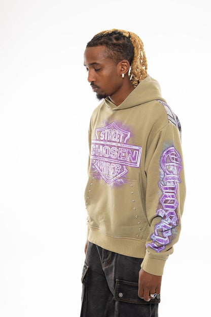 Street rider oversized pull-over hoodie Dried Herb by Chosen - 2