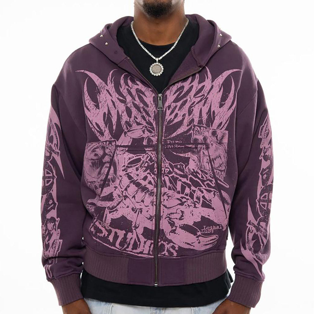 Scorpion oversized full zip hoodie Plum by Chosen - 1