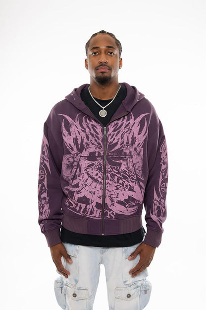 Scorpion oversized full zip hoodie Plum by Chosen - 2