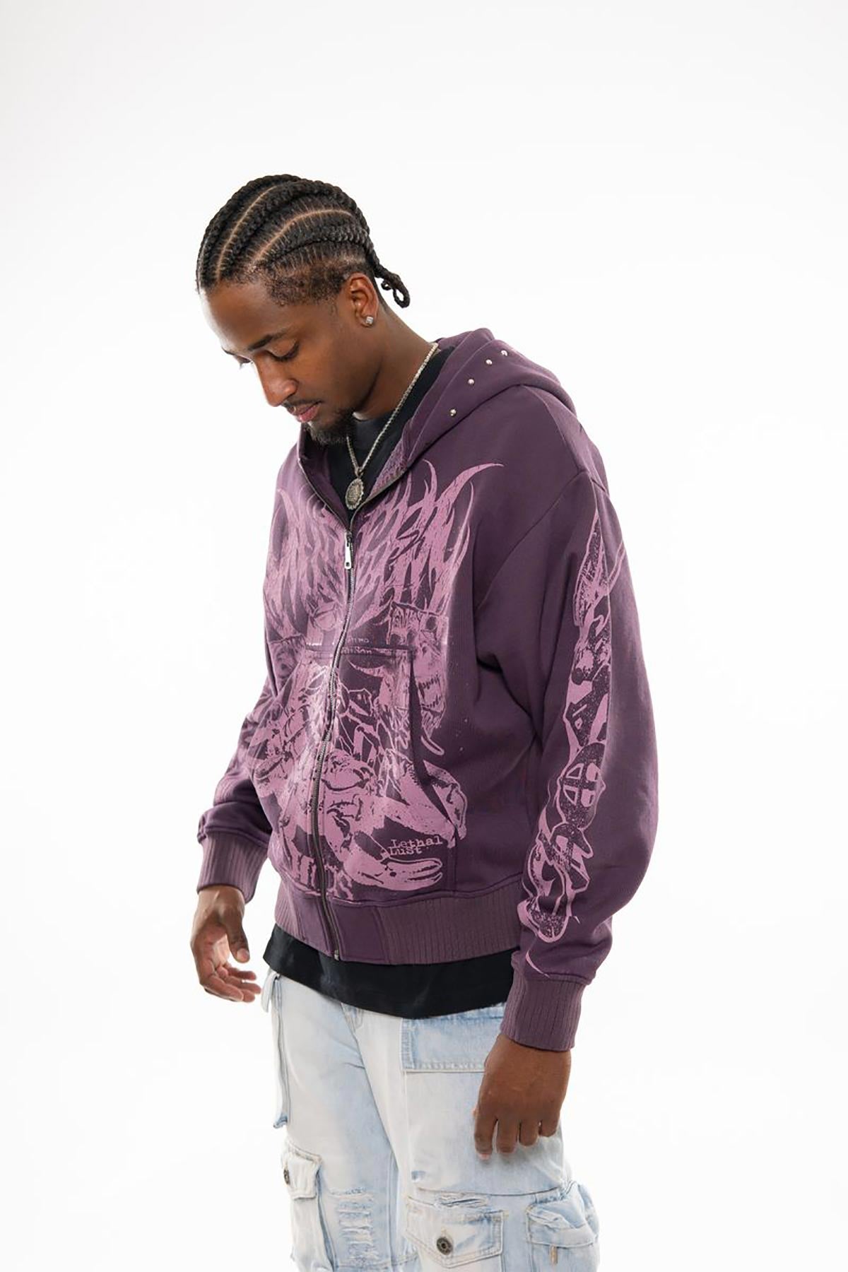 Scorpion oversized full zip hoodie Plum by Chosen - 3