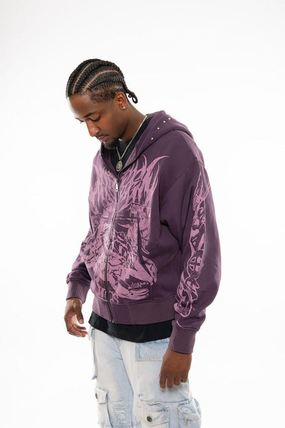 Scorpion oversized full zip hoodie Plum by Chosen - 3