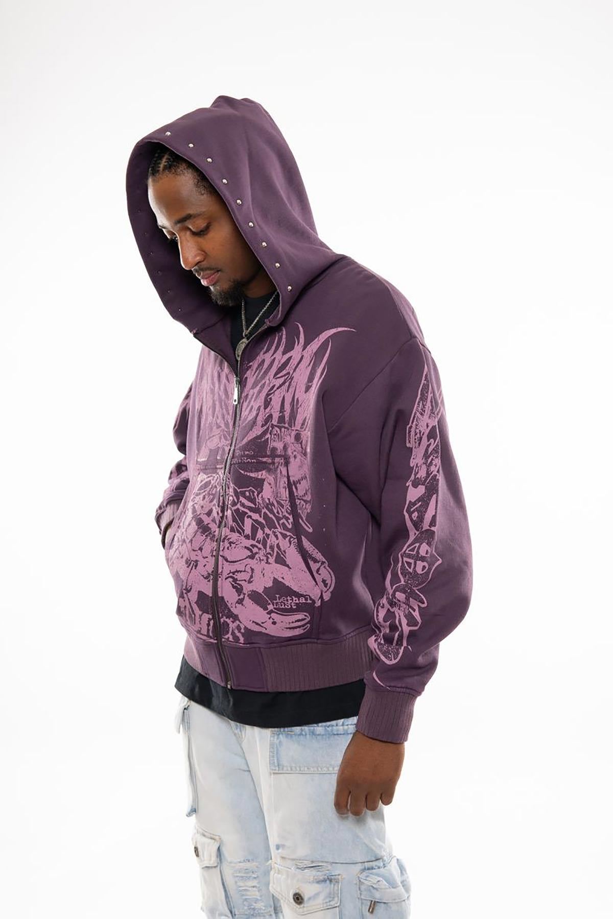 Scorpion oversized full zip hoodie Plum by Chosen - 4