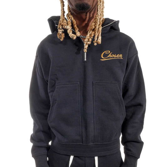 Washed quarter zip frame hoodie