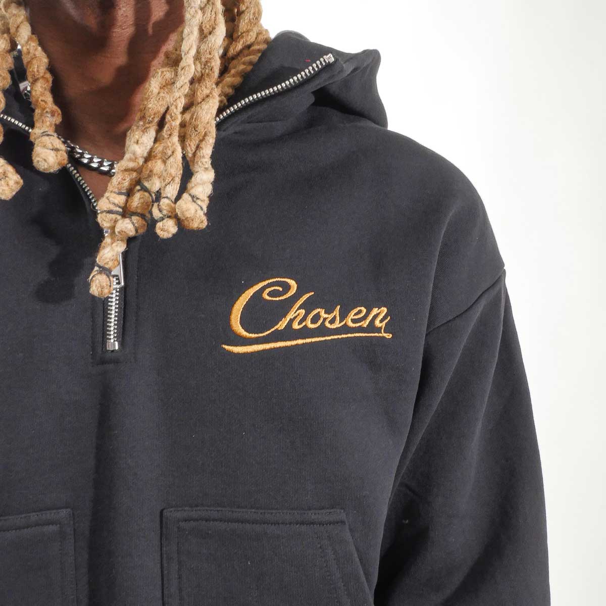 Washed quarter zip frame hoodie