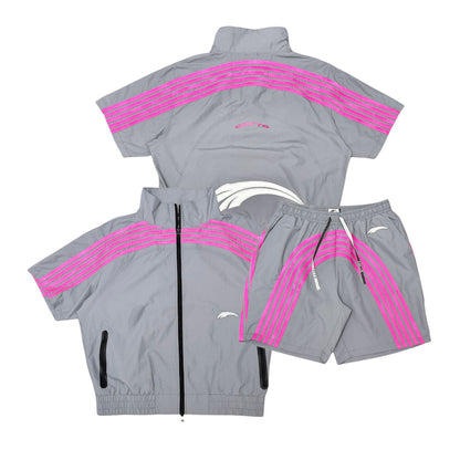 5 Stripe Nylon Short Set Grey by Crafted - 1