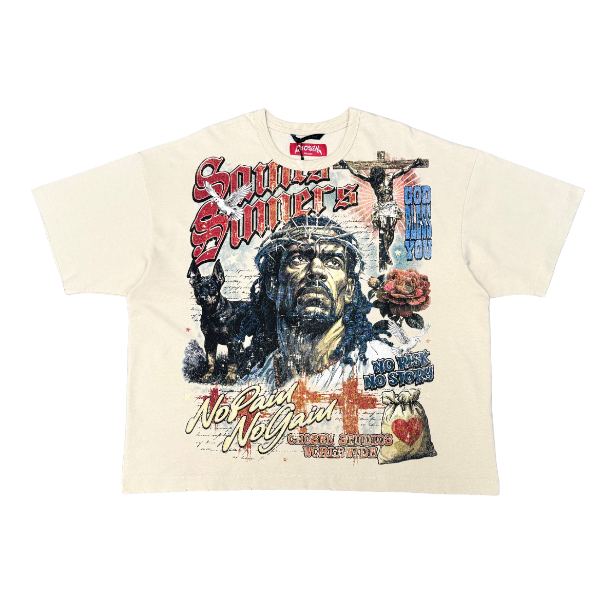 No Pain No Gain Vintage Jesus Graphic Tee