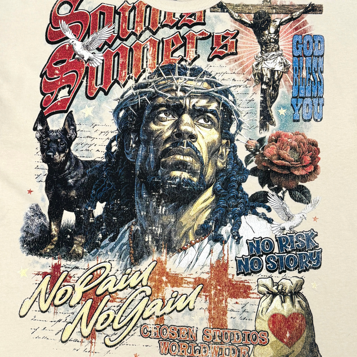 No Pain No Gain Vintage Jesus Graphic Tee