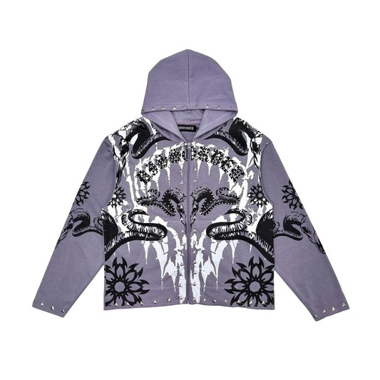 Diss the order skull zip up hoodie Lavender by Dissorder - 1
