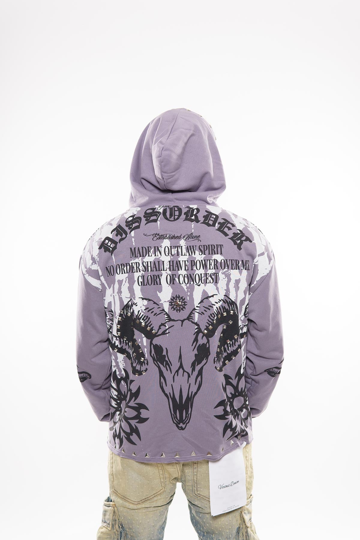 Diss the order skull zip up hoodie Lavender by Dissorder - 3