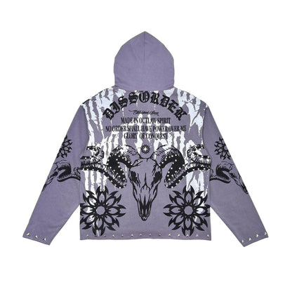 Diss the order skull zip up hoodie Lavender by Dissorder - 4