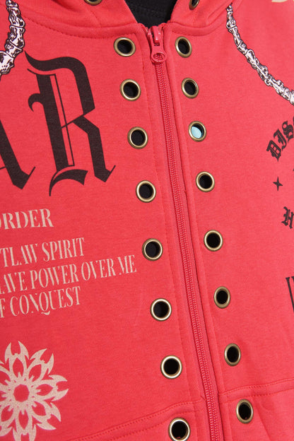 Glory of conquest zip up hoodie Red by Dissorder - 2