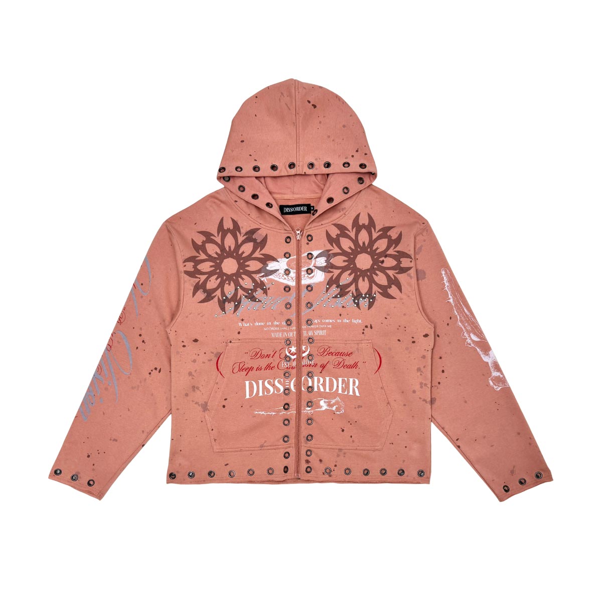 Don't sleep zip up hoodie Pink by Dissorder - 1