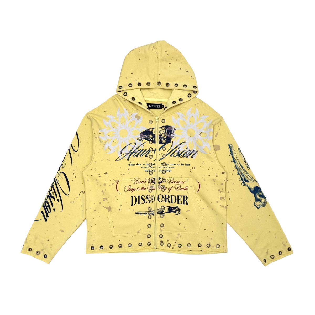 Don't sleep zip up hoodie Yellow by Dissorder - 1