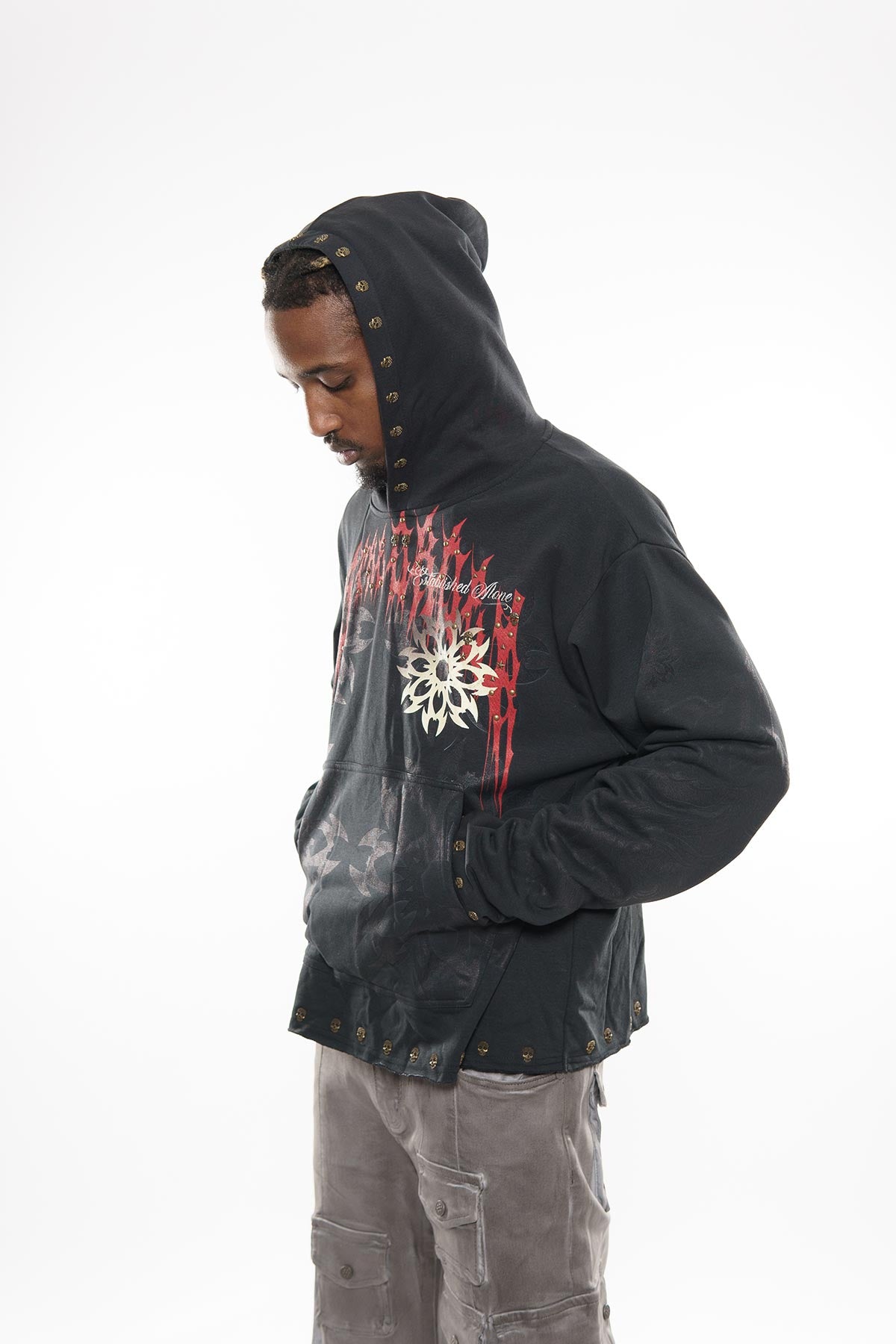 Guardian lion pull over hoodie Black by Dissorder - 3