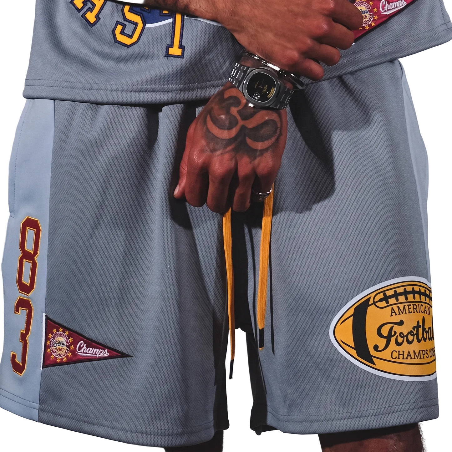 Patchwork jersey short