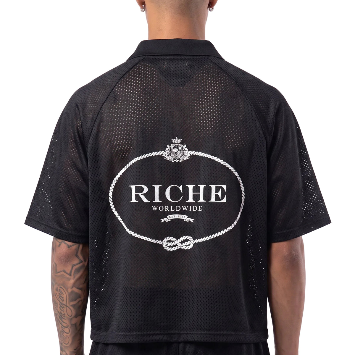 Rr striped mesh boxy soccer jersey
