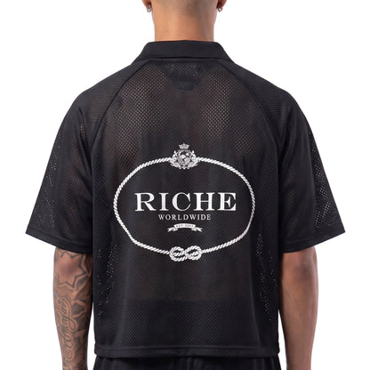 Rr striped mesh boxy soccer jersey