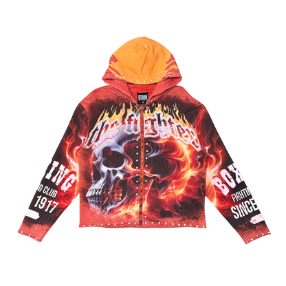 Fighter skull zipper hoodie