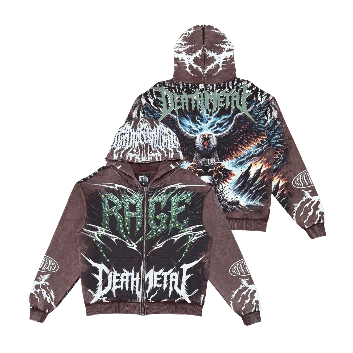 Rage deathmetal zipper hoodie